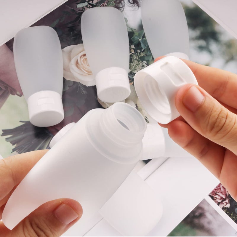 Cositina 10 Pack 60ml/2oz Plastic Squeeze Tubes Travel Bottles Refillable Translucent Frosted Soft Cosmetic Container with Flip Cover for Facial Cleanser Shampoo Conditioner Lotion Toiletries - Image 4
